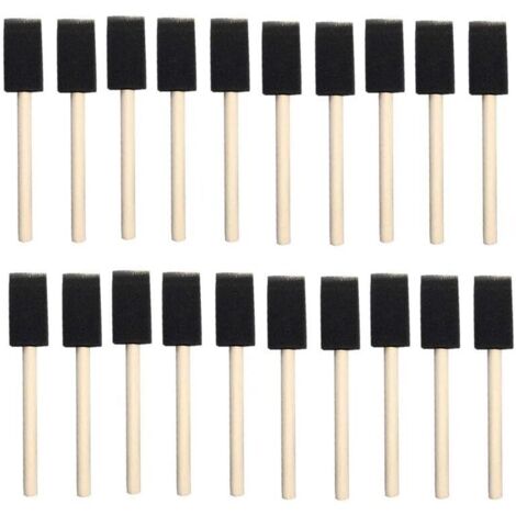 25 esponjas de espuma para pintar, mango de madera, flexibles, de poliestireno, en ángulo, para pinturas acrílicas, tintes, barnices, manualidades, arte, 1 pulgada,