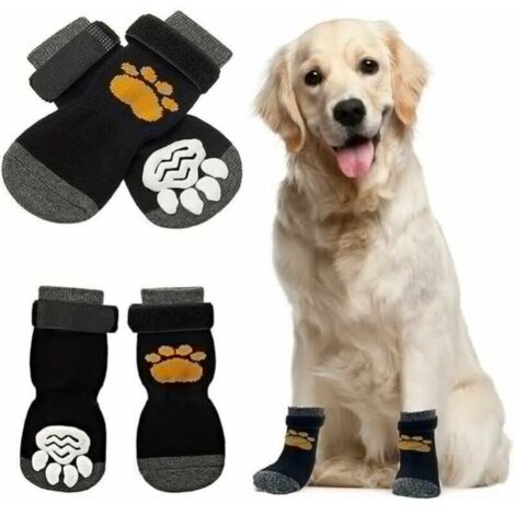 Calcetines antideslizantes para perros, calcetines antideslizantes para interiores, 2 pares de calcetines para perros con protección para las patas, calcetines para perros con correas ajustables