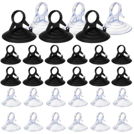 Pack de 60 ventosas para parasoles, ventosas de 45 mm sin ganchos, ventosas de PVC, mini ventosas en color negro, transparentes, ventosas para ventanas (1/4)