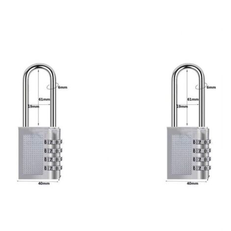 [Paquete de 2] Candado de combinación de 4 dígitos, candado de combinación impermeable, candado de combinación impermeable hecho de metal de acero chapado (17B-L blanco eléctrico) (1/4)