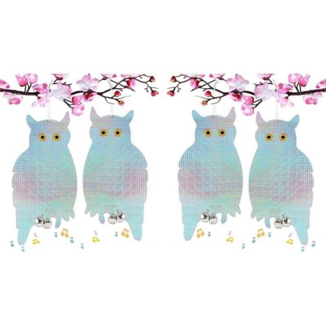 【Fantasía】Set de 4 repelentes de búhos para palomas/pájaros, espantapájaros reflectantes ahuyentan palomas, disuaden palomas, mantienen alejadas a las palomas, campana antipalomas, protección decorati (1/4)