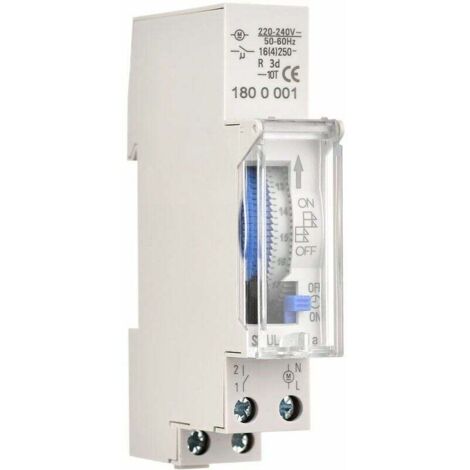 Temporizador mecánico, 24 horas, temporizador mínimo 15 minutos, montaje en riel, batería incorporada, SUL180a AC220-240V, gris – SUL180a AC220-240V, gris, (1/4)