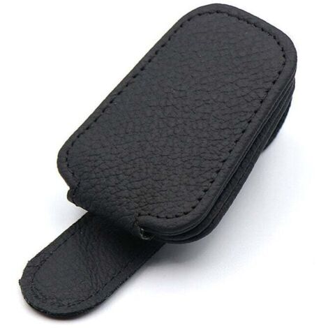 Soporte magnético para gafas de sol con visera para coche, de cuero, con clip para tarjetas, extensor para accesorios de coche (negro) (1/4)