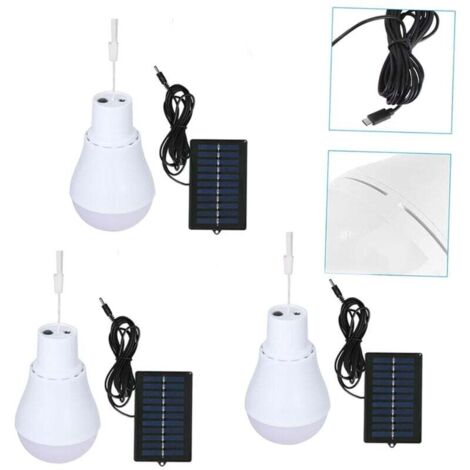 Paquete de 3 bombillas LED solares, bombillas LED, bombillas solares, luz solar para exteriores, panel solar, tipo de cableado, tipo de cableado (1/4)