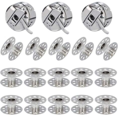 3 bobinas para máquina de coser, 15 bobinas metálicas, compatibles con Singer, Janome, Brother y máquinas de coser domésticas estándar. (1/4)