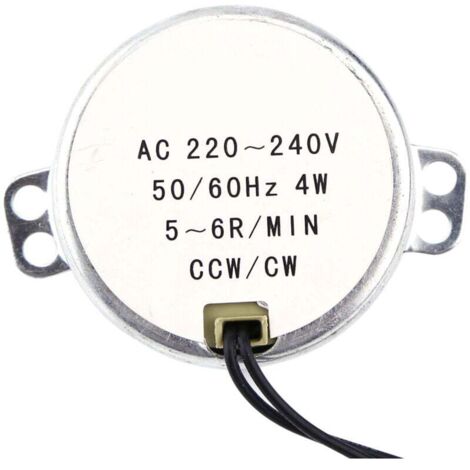 Motor síncrono de CA de 4 W, 5-6 RPM, sentido horario/antihorario, para control de automatización y electrodomésticos. (1/4)