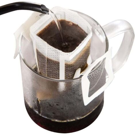 50 bolsas de filtro de café portátiles con diseño de anillo, bolsas de filtro de café desechables de una sola porción, filtros de café para verter, adecuados para varias tazas/utensilios de café (1/4)