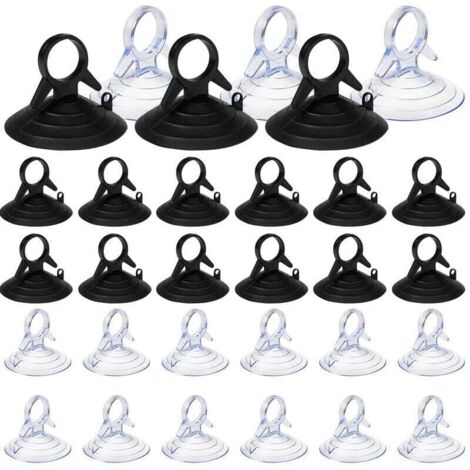 30 ventosas para visera solar, ventosa de 45 mm sin gancho, ventosas de PVC, mini ventosas, transparentes y negras, ventosas para ventana. (1/4)