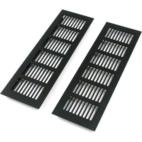 piezas de rejillas de ventilación de aluminio, rejillas de ventilación rectangulares, rejillas de ventilación de aleación, rejillas de ventilación externas para ventilación, negras, 250 x 80 mm (1/4)