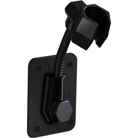 Soporte de cabezal de ducha autoadhesivo resistente, soporte de ducha de mano giratorio de 360 grados, soporte de cabezal de ducha ajustable, montaje en pared para baño (negro) (1/4)