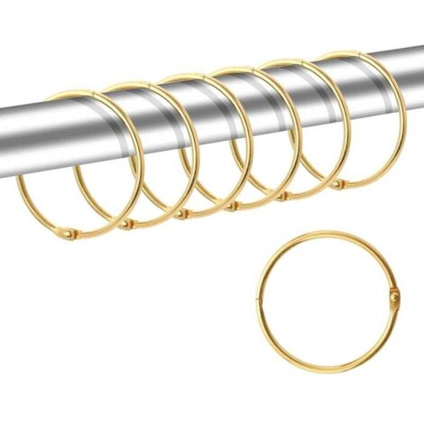 Paquete de 24 anillas para cortina de ducha, ganchos inoxidables para baño, anillos redondos decorativos para cortina de ducha y ganchos para barra de cortina de ducha, dorados (1/4)
