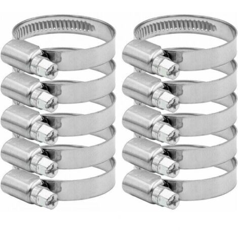 10 abrazaderas de manguera ajustables de 27-51 mm de acero inoxidable 304 para tuberías de agua domésticas, tuberías de gas domésticas y tuberías de automoción (12 mm) (1/4)