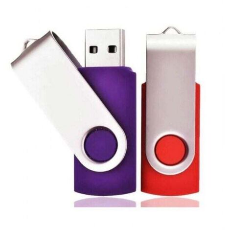 Unidad flash USB 2.0 giratoria de 32 GB (32 GB, rojo/morado), paquete de 2, ideal para niños, padres y amigos. (1/4)