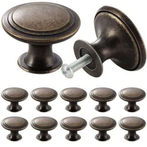 12 pomos vintage para cajones, tocadores, muebles, con tornillos, color bronce. (1/4)