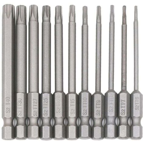 Paquete de 11 puntas para destornillador eléctrico con vástago de 1/4" (1/4)
