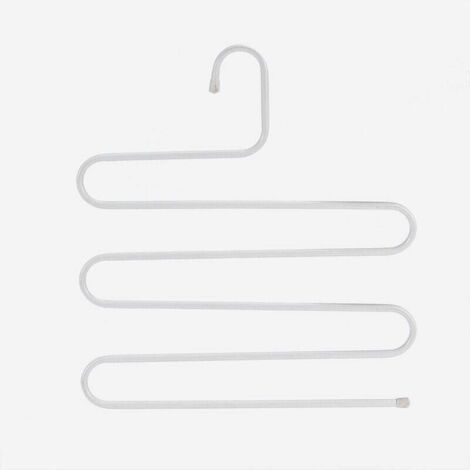 (14,17 x 14,17 pulgadas, paquete de 2, blanco) Perchas de acero inoxidable tipo S para pantalones, jeans y bufandas (1/4)