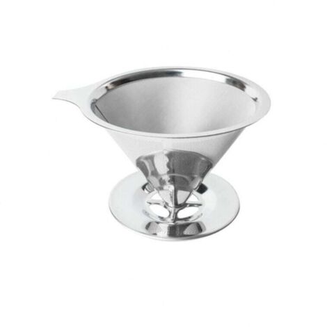 Filtro de café (malla 600), reutilizable, de acero inoxidable, portátil, sin papel, con doble malla, antigoteo para 1-4 tazas, 13,8 cm (1/4)