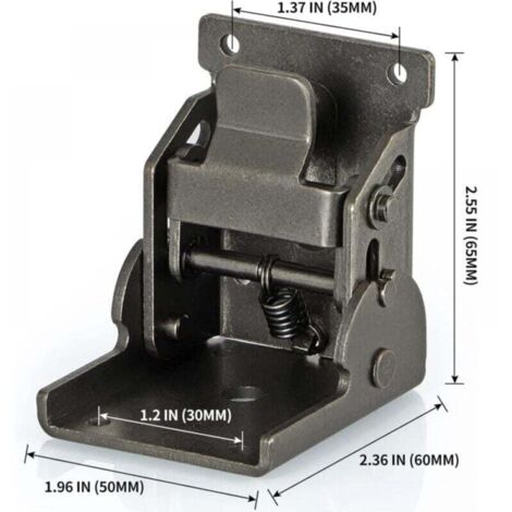 Paquete de 4 soportes plegables resistentes para patas de mesa (negro pistola), bisagra de 90 grados con autobloqueo, montaje en pared, 200 g cada uno (1/4)