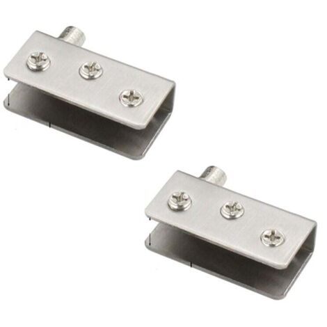 Bisagra de puerta de vidrio sin marco de 52 x 16 mm, 2 unidades, acero inoxidable, clip de vidrio (1/3)