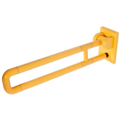 Bracciolo da bagno in acciaio inossidabile Maniglione pieghevole con stampa in nylon giallo per anziani disabili (1/4)