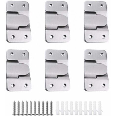 6 pares [paquete de 12] Soportes de montaje ocultos, empotrados, de acero inoxidable, para colgar marcos de fotos, salpicaderos de cocina y muebles. (1/4)