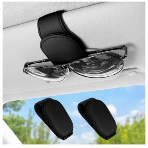 Portagafas de coche negro, soporte magnético de cuero sintético para gafas de sol, estuche para gafas, soporte para gafas de sol, accesorio universal para coche (1/4)