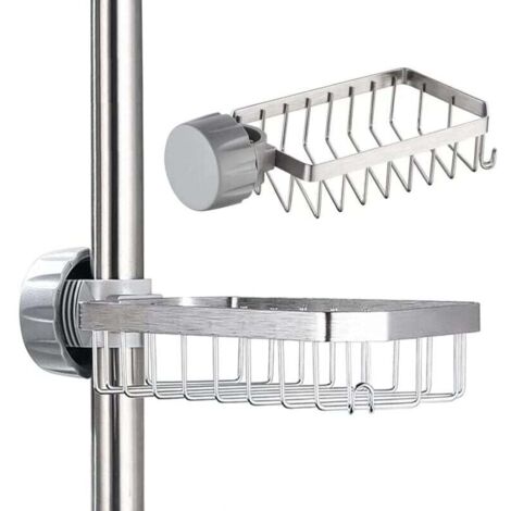 Jabonera de ducha - Porta champú para ducha, sin necesidad de taladrar, compatible con barras de 25 a 40 mm de diámetro