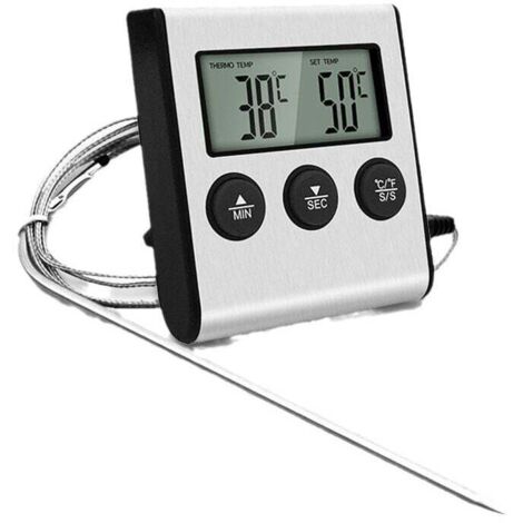 Termómetro para carne para cocinar alimentos termómetro con sonda para asar carne, parrilla, agua, leche, vino, líquido con sonda UD09 (1/4)