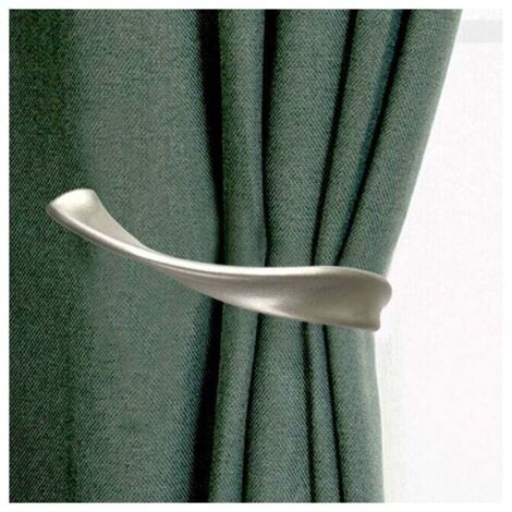 Juego de 2 (gris, 11 x 12,5 cm) Abrazaderas para cortinas, Abrazaderas decorativas para cortinas, Aleación de aluminio y (1/4)