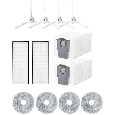 Accesorios para robot aspirador Roborock Q Revo/P10 (12 piezas), repuesto con 4 paños + 2 bolsas + 4 cepillos laterales + 2 filtros, set de accesorios para aspirador, accesorios (1/4)