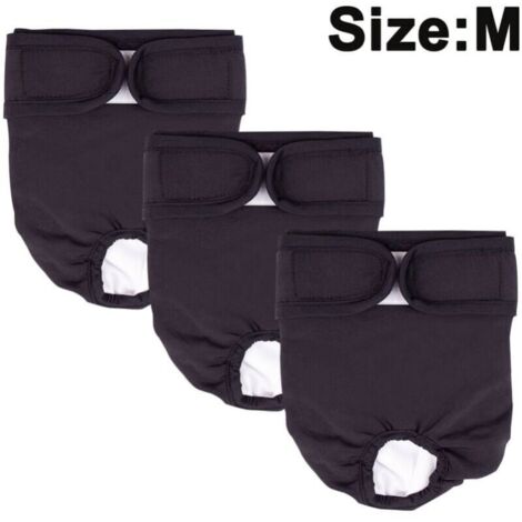 Paquete de 3 pañales lavables y reutilizables para perros, pañales higiénicos de alta absorción, antimolestias para la menstruación de las mascotas, talla M (1/4)