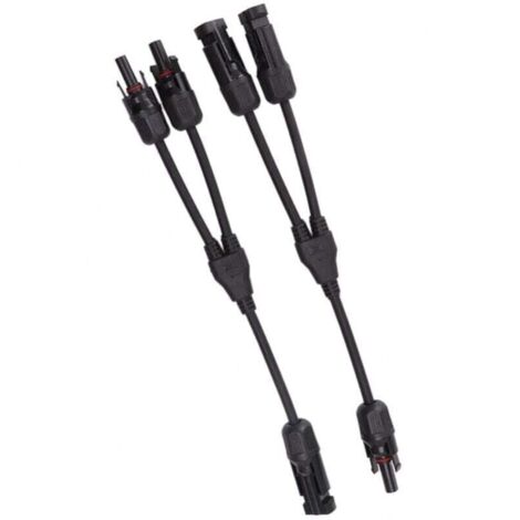 Conectores solares en Y negros, paquete de 2, divisor solar fotovoltaico de 1 a 2, cable adaptador paralelo, conector de cable, 1000 V CC (1/4)