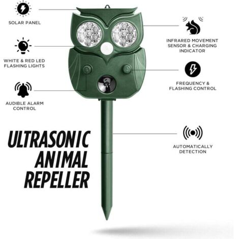 Repelente Ultrasónico Solar Para Gatos Y Animales - Impermeable IP65 Con Sensor De Movimiento PIR Y Flash LED - Azul
