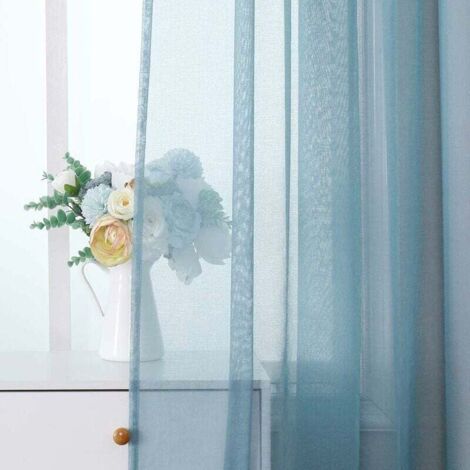 Tende Trasparenti 2 Pannelli in Poliestere Resistente con Passanti Morbido e Moderno per Camera da Letto Ufficio Cameretta Bambini 140X215 CM Blu Acciaio (1/4)