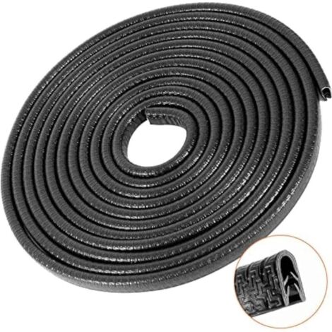 Burlete de goma para puerta - 5M - Protección de puerta - Negro - Flexible - Protección de cantos - Protección de esquinas para niños - Perfil en U (1/4)