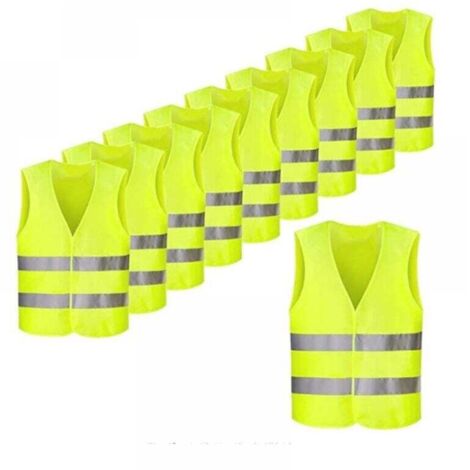 Chaleco de señalización de gemas raras / Chaleco de seguridad amarillo neón con rayas fluorescentes (10 unidades) (1/4)