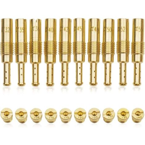 Kit de carburador principal de 20 piezas para PWK Keihin OKO CVK PWM, que incluye 10 surtidores principales de carburador y 10 surtidores de baja velocidad, apertura principal 100-140, apertura de ral (1/4)