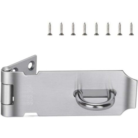 Chiusura per porta con lucchetto da 4 pollici, finitura in acciaio inossidabile con 8 viti di montaggio, per porte, finestre, magazzini, ecc. (1/4)