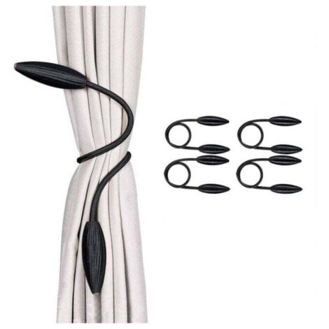 Juego de 4 abrazaderas decorativas para cortinas de estilo europeo (negras), abrazaderas creativas para cortinas de ventana en estilo oficina en casa. (1/4)
