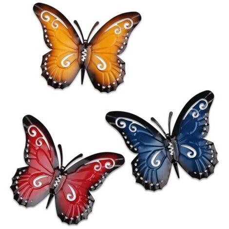 Mariposas de metal, decoraciones de pared de mariposas de metal, arte de pared de mariposas de metal, decoración de pared de mariposas de metal para jardín, patio, cerca, sala de estar, dormitorio, de (1/4)