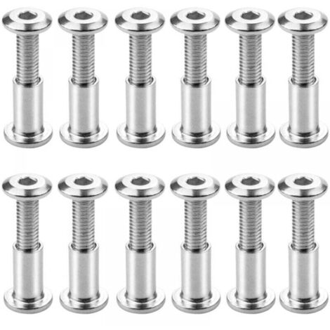 12 tornillos de conexión M6 x 20 mm, tornillos de conexión atornillados, tornillos de fijación de cabeza hexagonal, tornillos de conexión de cabeza plana con tuercas hexagonales (1/3)