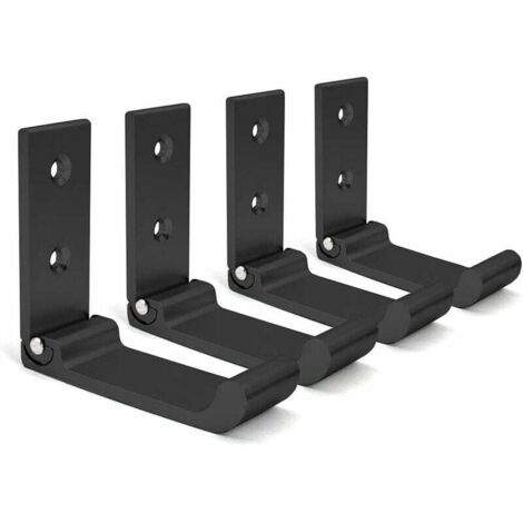 Ganci Appendiabiti, 4 Pezzi Appendiabiti da Parete, Gancio Pieghevole, Lega di Alluminio, Con Viti, per Bagno Cucina Camera da Letto Ufficio (Nero) (1/4)