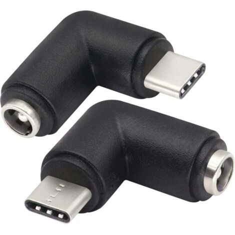 (Paquete de 2/Tipo C) Conector USB tipo C con 90 grados y conector DC 5,5 x 2,1 mm, conector alto CC, conector de red, conector USB tipo C, 5 V, para cargador USB tipo C (1/4)