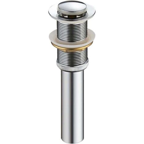 Tapón de lavabo de latón sin rebosadero, desagüe automático para lavabos, cromado