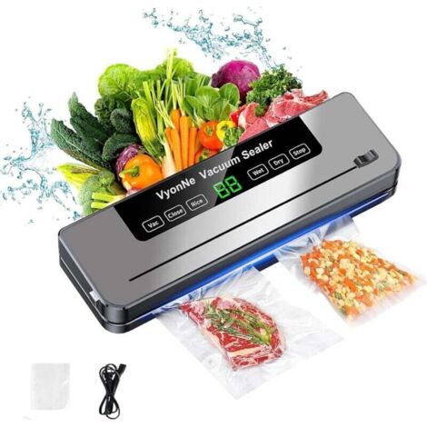 Selladora al vacío, máquina de conservación de alimentos totalmente automática con pantalla LED, sellado para alimentos húmedos.