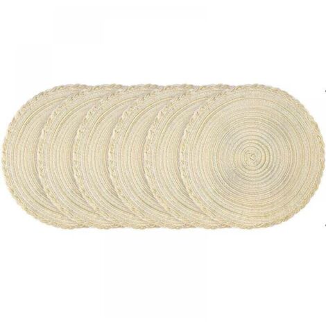 Juego de 6 manteles individuales redondos de tela de 18 cm, lavables, antideslizantes, resistentes al calor, con posavasos para uso interior y exterior.