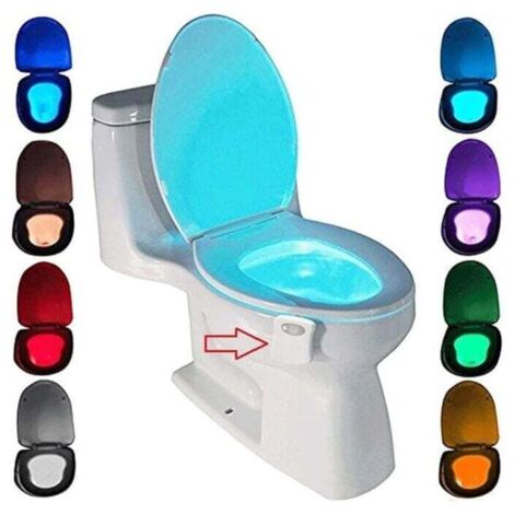 Luz de inodoro, luz nocturna LED para inodoro, calentador de agua, detector de sensor PIR, 8 colores (no se activa en la oscuridad) [Clase energética A]