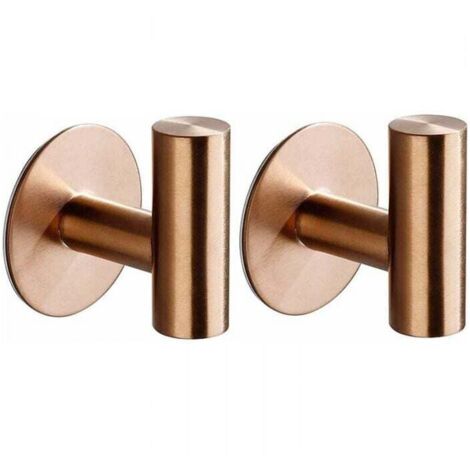 Ganchos de pared adhesivos para baño, toalleros de cocina, sin taladros, de acero inoxidable, color oro rosa (1/4)