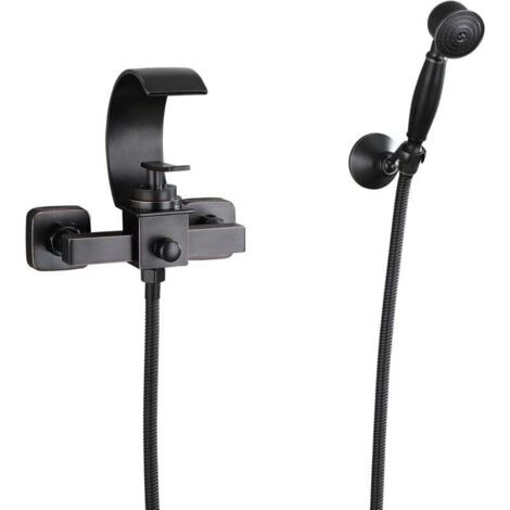 Grifo mezclador de bañera con cascada de pared SJQKA, bronce negro, creativo, para ducha de agua fría y caliente, grifo de ducha para baño (1/4)