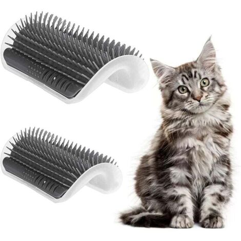 2 pezzi Forniture pettine spazzola per gatti, spazzola angolare per toelettatura e massaggio per gatti per toelettatore per gatti Spazzola pettine Cani Gatti Tappezzeria Capelli (L&M) (1/4)